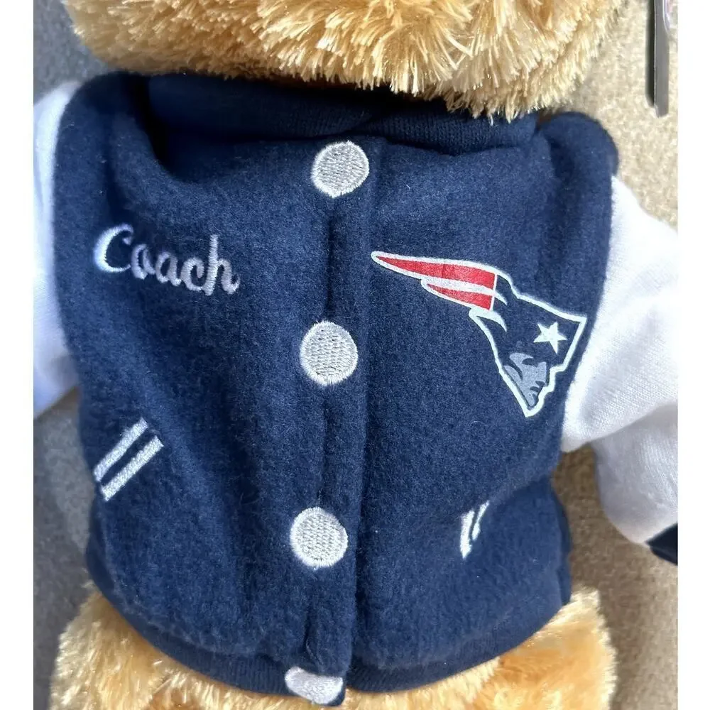 New England Patriots Coach Plush Bear in Varsity Jacket, 13 inch